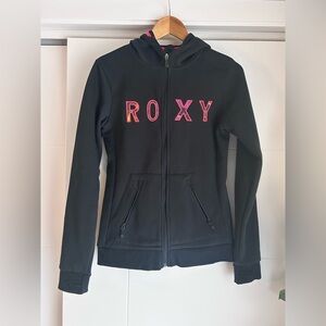 Roxy Fleece Jacket in Black with Pink Trim